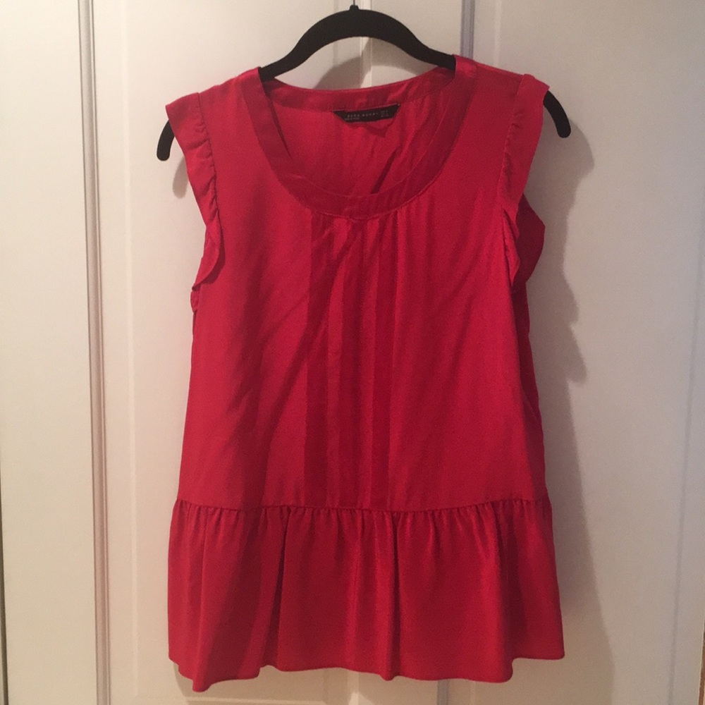 Zara silk red top